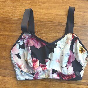 Pour Moi Energy Empower underwire sports bra 32DD grey floral print